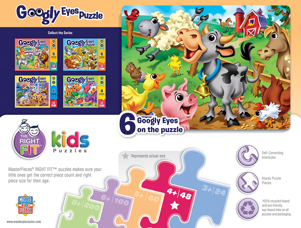 Puzzle Masterpieces:   48 Piece Googly Eyes - Farm Animals