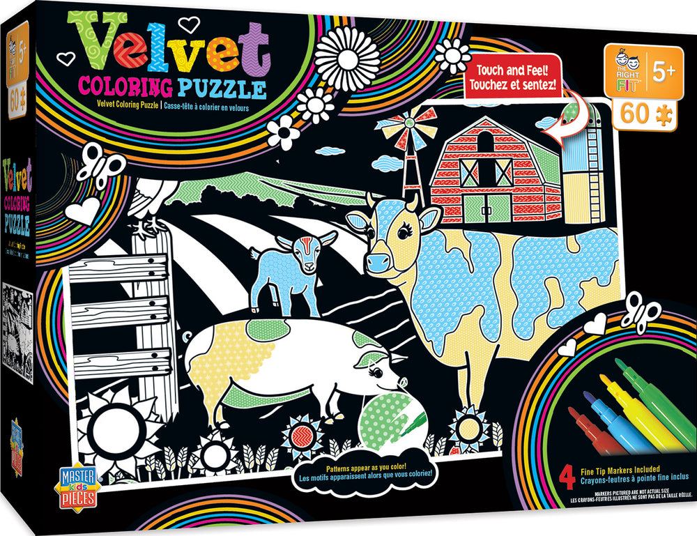 Puzzle Masterpieces:   60 Piece Velvet Coloring - Farm