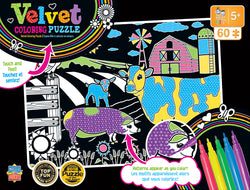 Puzzle Masterpieces:   60 Piece Velvet Coloring - Farm