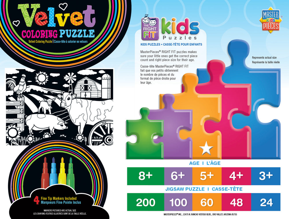 Puzzle Masterpieces:   60 Piece Velvet Coloring - Farm