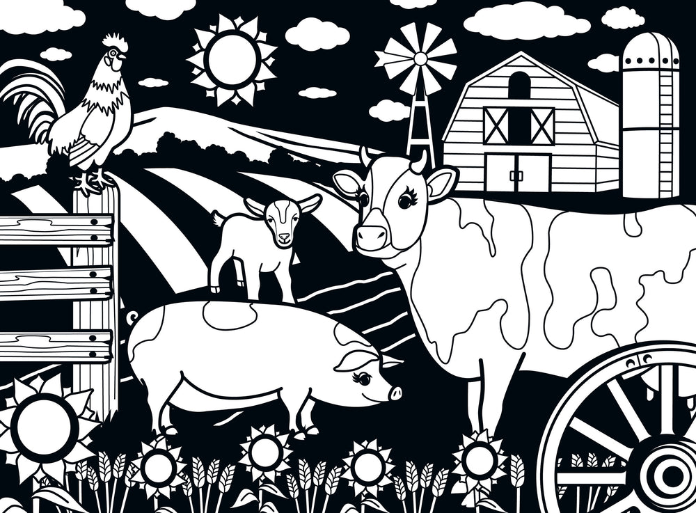 Puzzle Masterpieces:   60 Piece Velvet Coloring - Farm