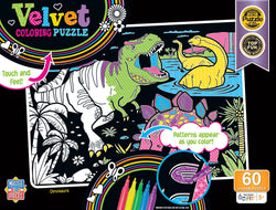 Puzzle Masterpieces:   60 Piece Velvet Coloring - Dinosaurs