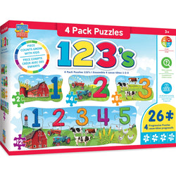 Puzzle Masterpieces: Educational - 123 on the Farm 4 Pack Puzzle