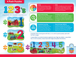 Puzzle Masterpieces: Educational - 123 on the Farm 4 Pack Puzzle