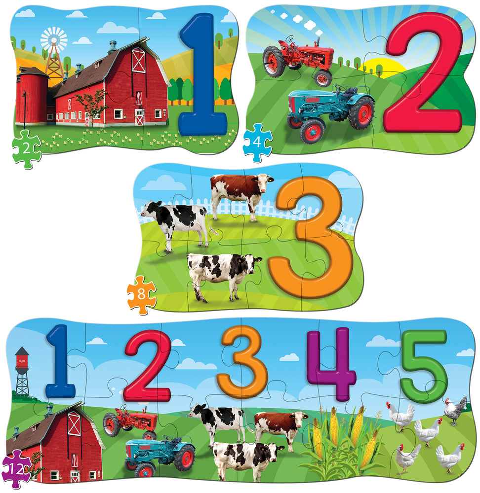 Puzzle Masterpieces: Educational - 123 on the Farm 4 Pack Puzzle