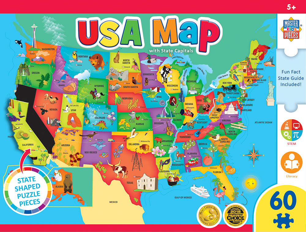 Puzzle Masterpieces: Educational - USA Map State Shaped