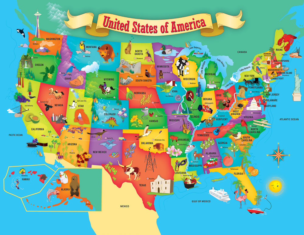 Puzzle Masterpieces: Educational - USA Map State Shaped