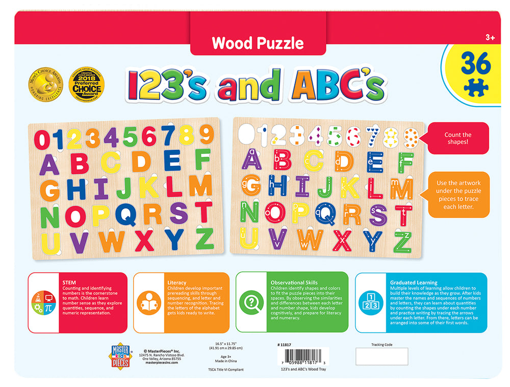 Puzzle Masterpieces:   36 Piece Wood eEducational – ABC123