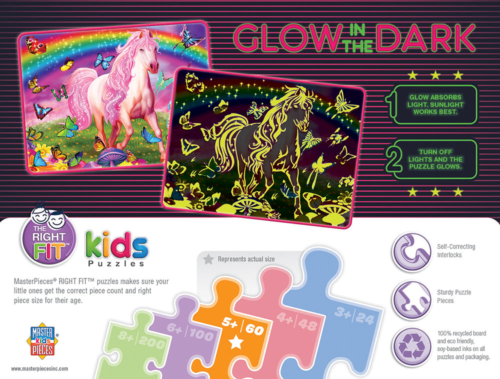 Puzzle Masterpieces:   60 Piece Glow in the Dark - Rainbow World