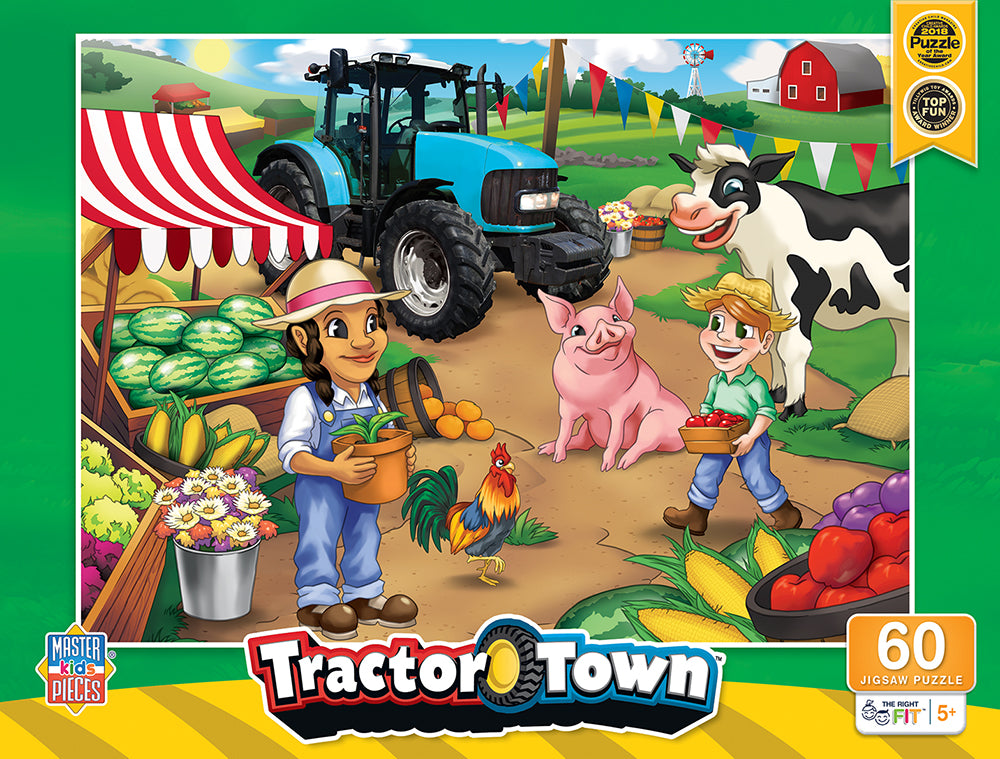 Puzzle Masterpieces:   60 Piece Tractor Town - Market Day