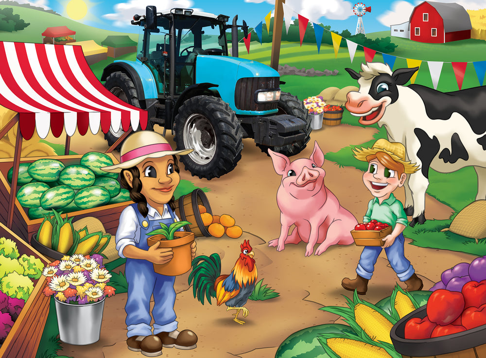 Puzzle Masterpieces:   60 Piece Tractor Town - Market Day
