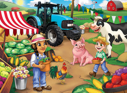 Puzzle Masterpieces:   60 Piece Tractor Town - Market Day