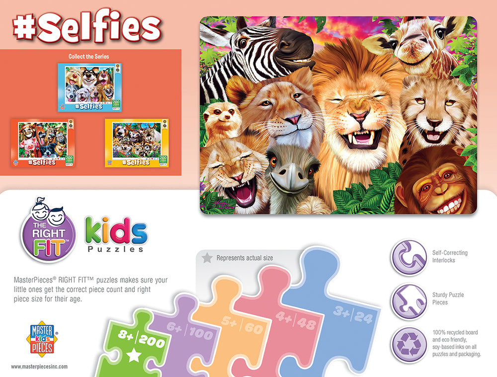 Puzzle Masterpieces:  200 Piece Selfies - Safari Sillies