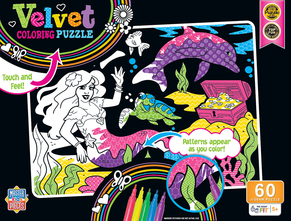 Puzzle Masterpieces:   60 Piece Velvet Coloring - Mermaid