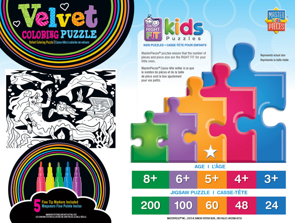 Puzzle Masterpieces:   60 Piece Velvet Coloring - Mermaid