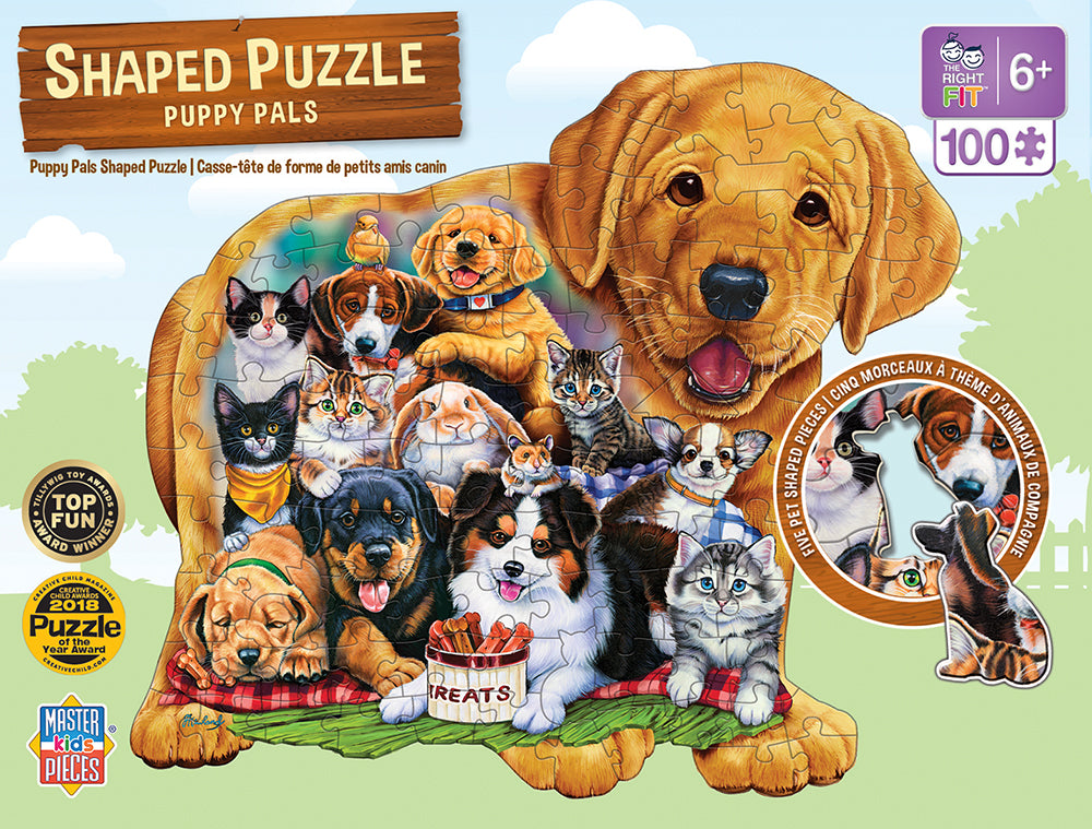 Puzzle Masterpieces:   100 Piece Shaped - Pet Buddies