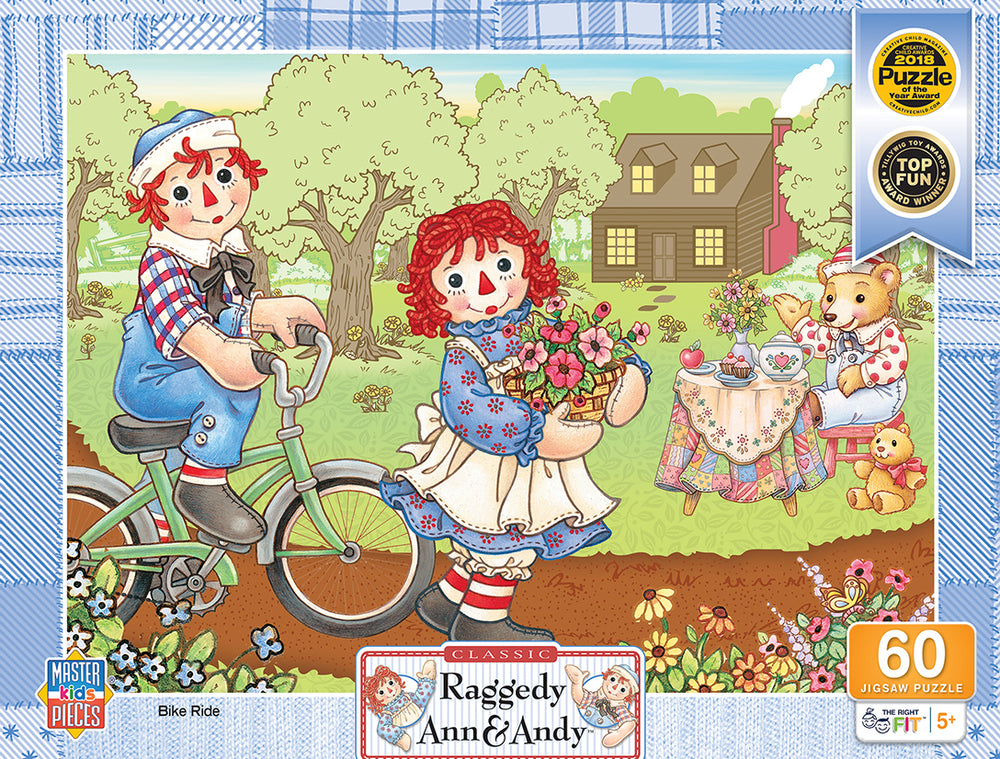Puzzle Masterpieces:   60 Piece Raggedy Ann & Andy - Bike Ride