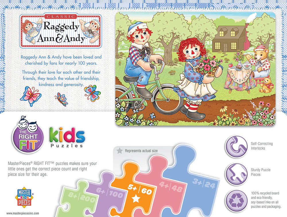 Puzzle Masterpieces:   60 Piece Raggedy Ann & Andy - Bike Ride