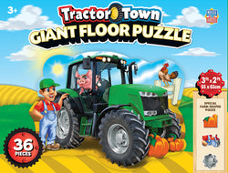 Puzzle Masterpieces:   36 Piece Shaped Floor Tractor Town