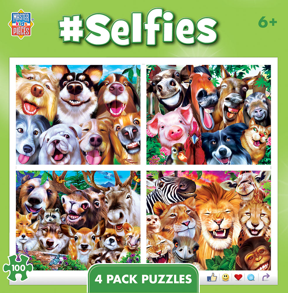 Puzzle Masterpieces:  100 Piece Selfies - 4-pack