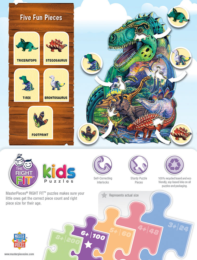 Puzzle Masterpieces:  100 Piece Shaped - Dinosaur Days