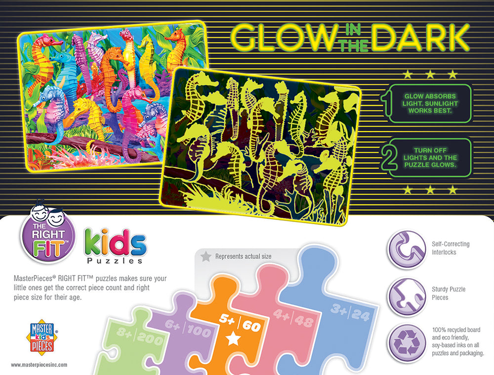 Puzzle Masterpieces:   60 Piece Glow in the Dark - Singing Seahorses