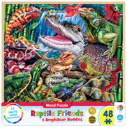 Puzzle Masterpieces:   48 Piece Wood Fun Facts - Reptile Friends