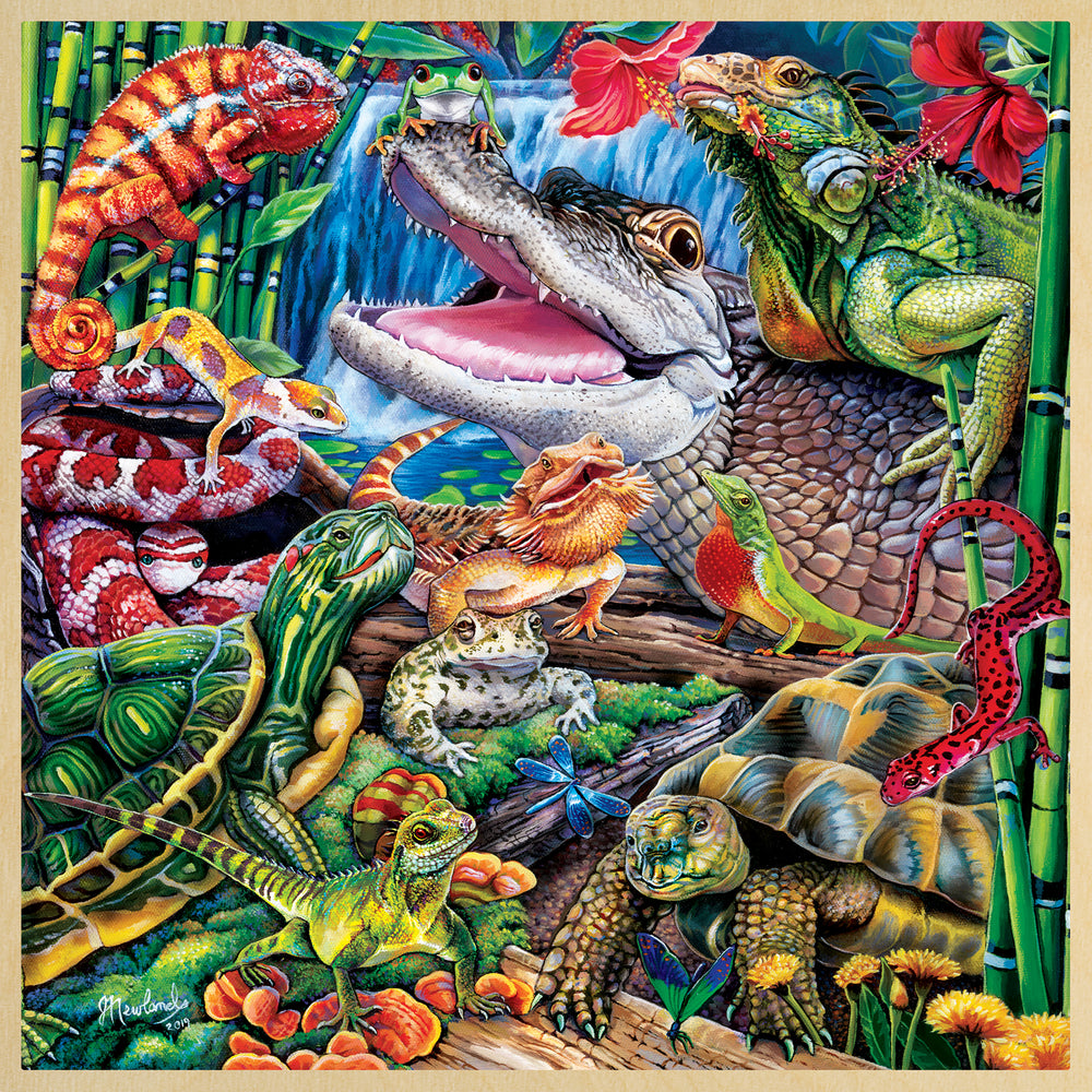 Puzzle Masterpieces:   48 Piece Wood Fun Facts - Reptile Friends