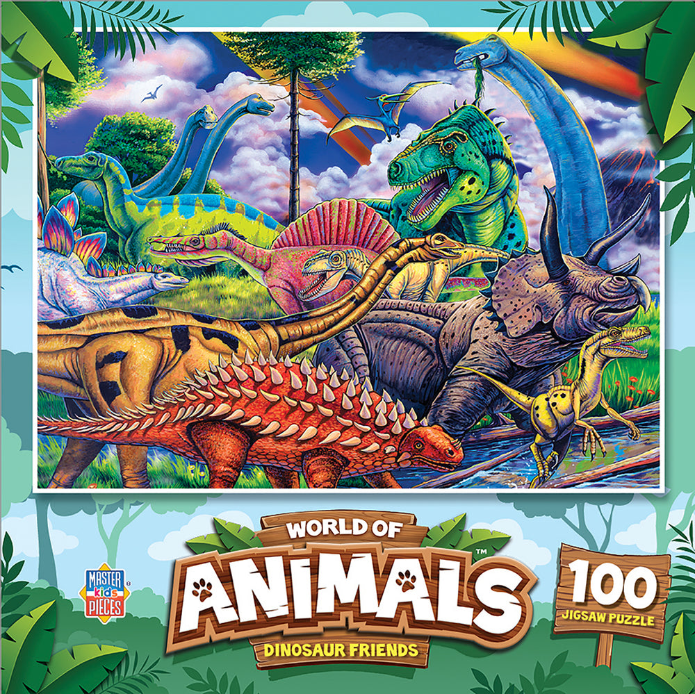 Puzzle Masterpieces:  100 Piece World of Animals - Dinosaur Friends