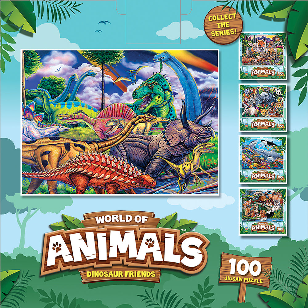 Puzzle Masterpieces:  100 Piece World of Animals - Dinosaur Friends