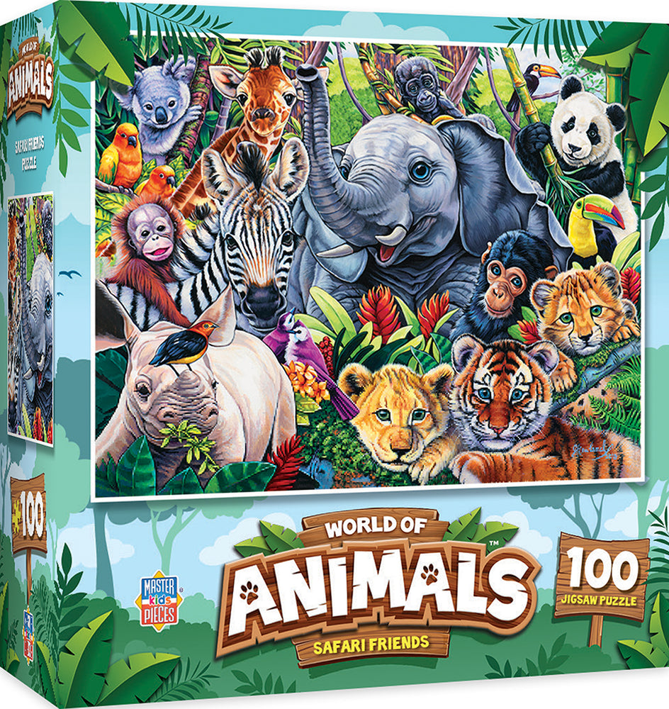 Puzzle Masterpieces:  100 Piece World of Animals - Safari Friends