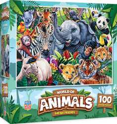 Puzzle Masterpieces:  100 Piece World of Animals - Safari Friends