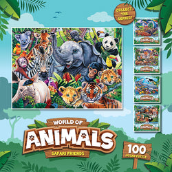 Puzzle Masterpieces:  100 Piece World of Animals - Safari Friends