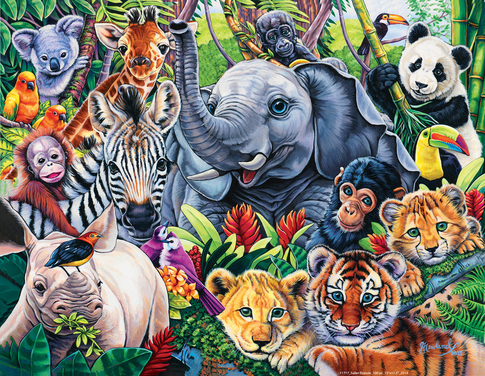 Puzzle Masterpieces:  100 Piece World of Animals - Safari Friends