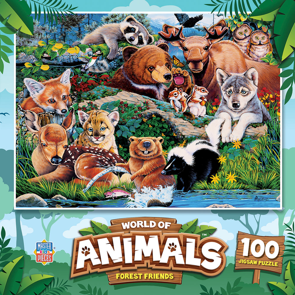 Puzzle Masterpieces:  100 Piece World of Animals - Forest Friends