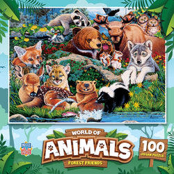 Puzzle Masterpieces:  100 Piece World of Animals - Forest Friends