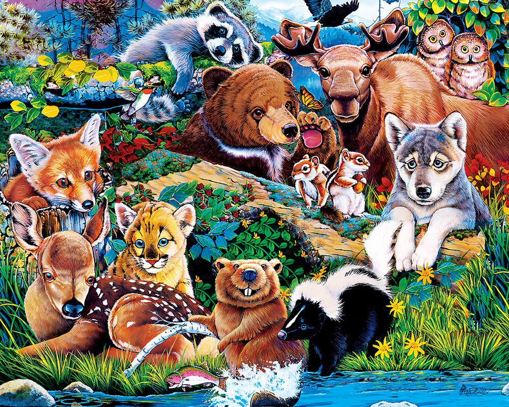 Puzzle Masterpieces:  100 Piece World of Animals - 4-pack
