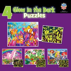 Puzzle Masterpieces:  100 Piece Glow in the Dark - 4-Pack - Purple