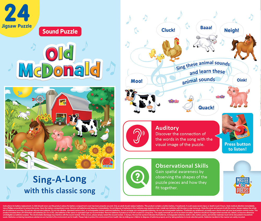 Puzzle Masterpieces:   24 Piece Sound Sing-A-Long - Old McDonald
