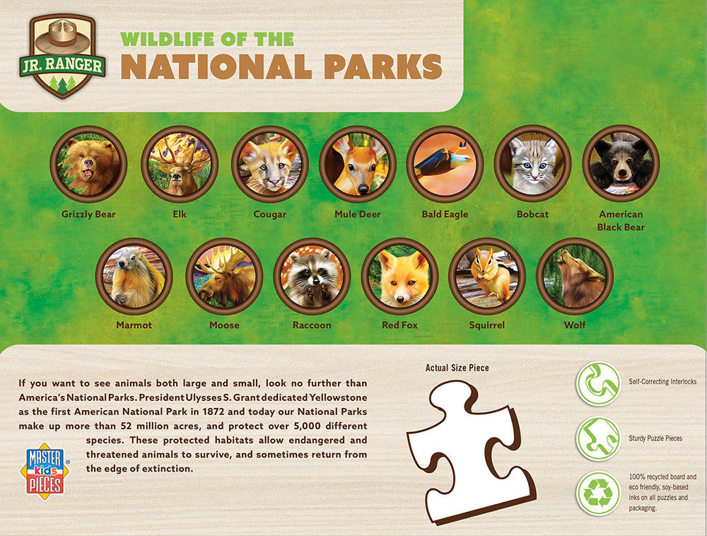 Puzzle Masterpieces:  100 Piece Jr Ranger - Animals of the National Parks