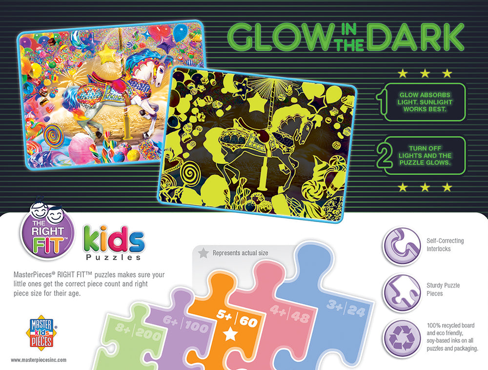 Puzzle Masterpieces:   60 Piece Glow in the Dark - Carousel Dream
