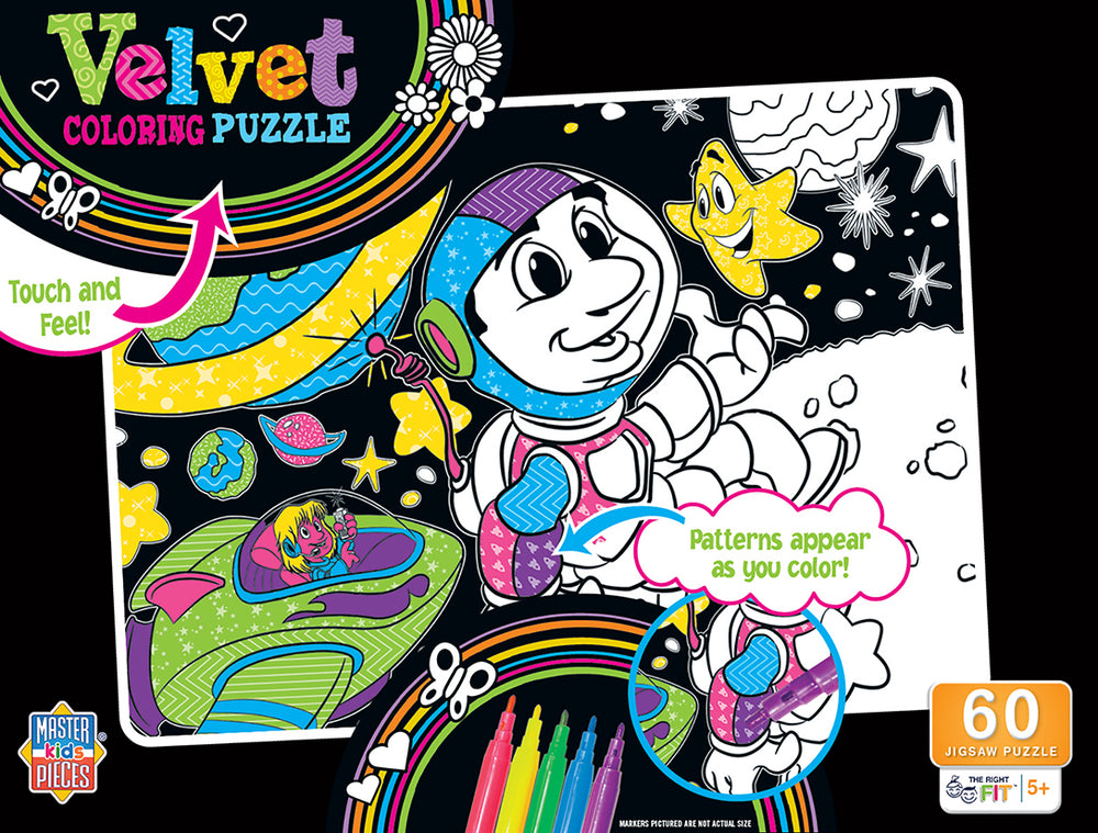 Puzzle Masterpieces:   60 Piece Velvet Coloring - Space Astronauts