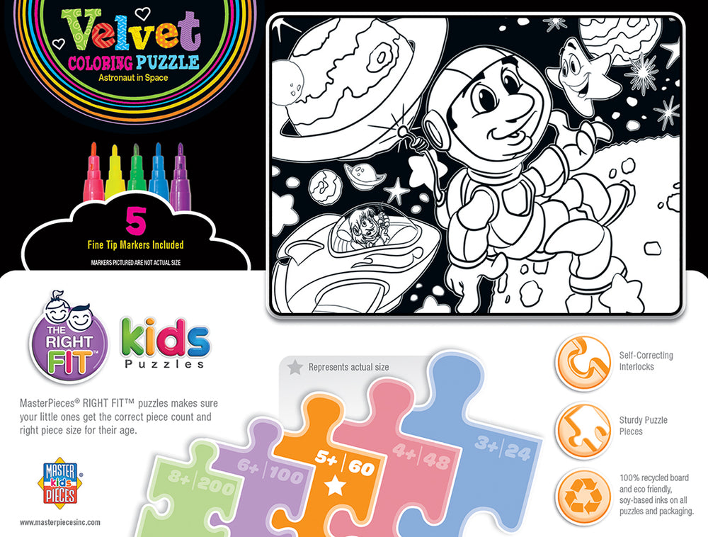 Puzzle Masterpieces:   60 Piece Velvet Coloring - Space Astronauts