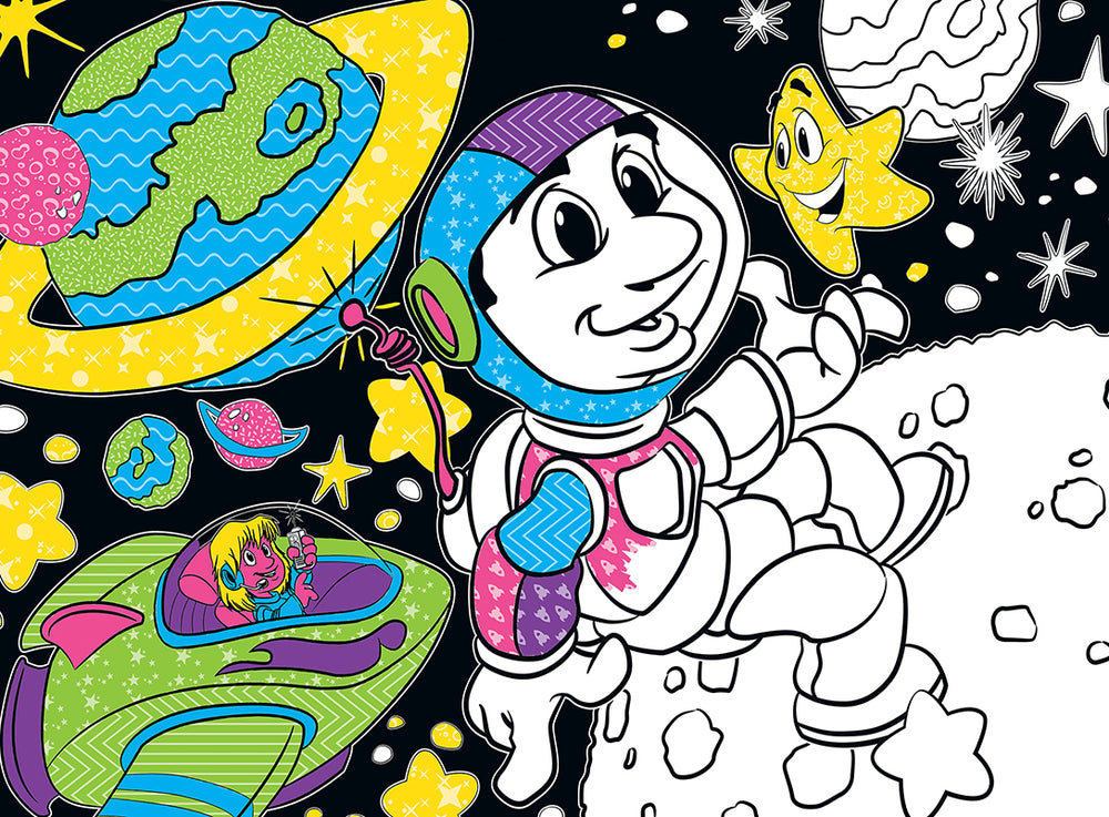 Puzzle Masterpieces:   60 Piece Velvet Coloring - Space Astronauts
