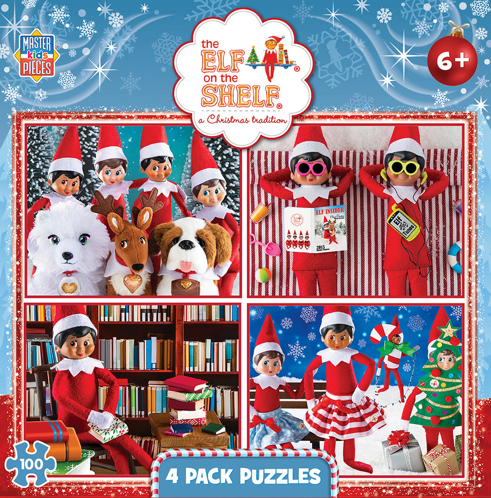 Puzzle Masterpieces:  100 Piece Elf on the Shelf – 4-pack