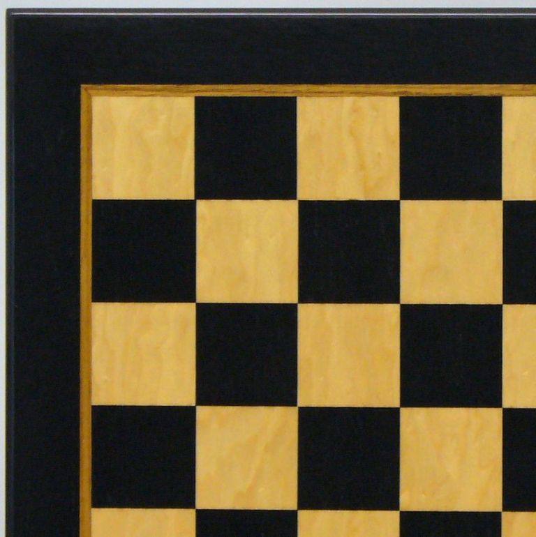 Chess Board 17in Black & Madrona Burl Glossy Finish