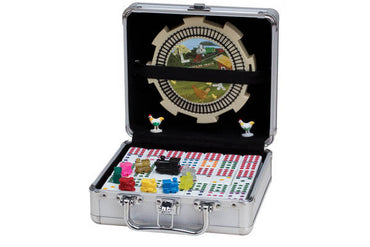 Dominoes Mexican Train Pips in Aluminum Case