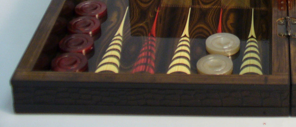 Backgammon Set/Chess Board 19.5" Elegance Crocodile Trim