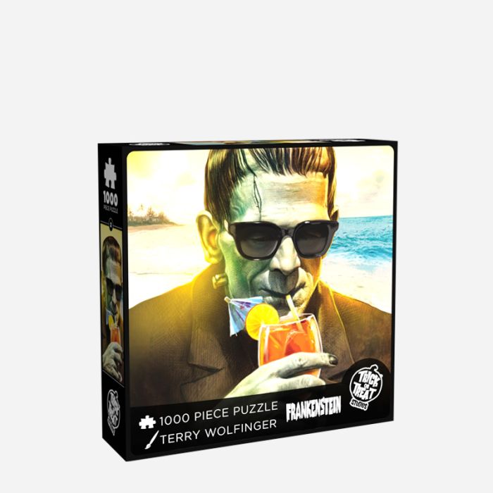 Puzzle Trick or Treat: 1000 Piece Frankenstein On The Beach