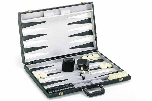 Backgammon 21in Deluxe Black w/Light Grey